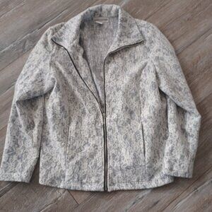 Cathy Daniels Flowery Grey/White Lace Zip Up Vintage Classic Girly Jacket Size L